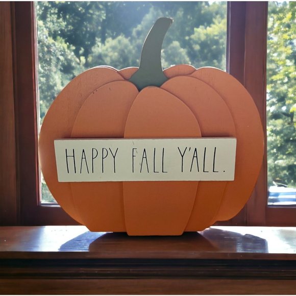 Rae Dunn Other - Rae Dunn Happy Fall Y'all Wooden Pumpkin Decoration